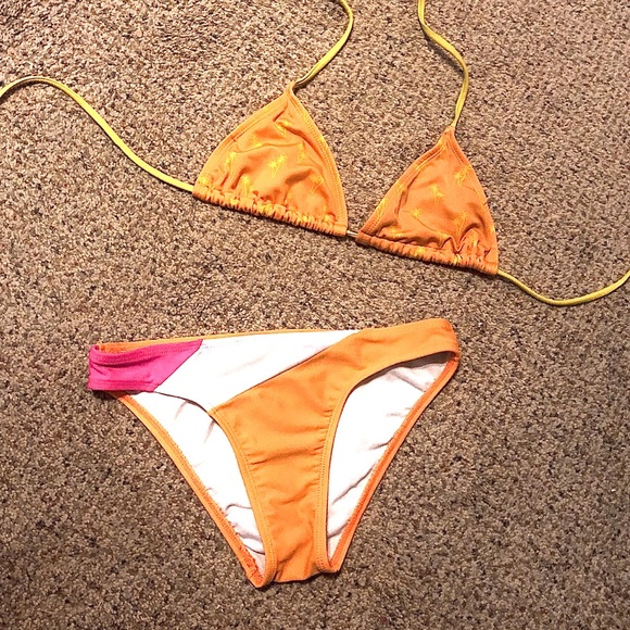 Orange&Pink Bikini Sz small - Picture 3 of 6
